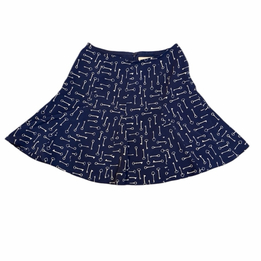 Banana Republic Navy Key Print Mini Skirt | Back Zip | Lined |‎ Size 2